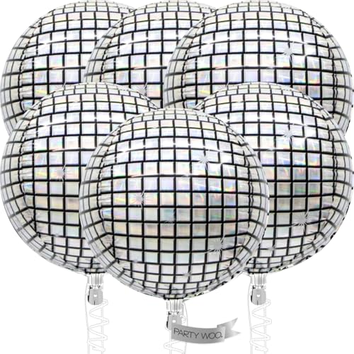 Image of PartyWoo Silver Foil Balloons 6pcs Large Round Giant Jumbo 4D Balloons
