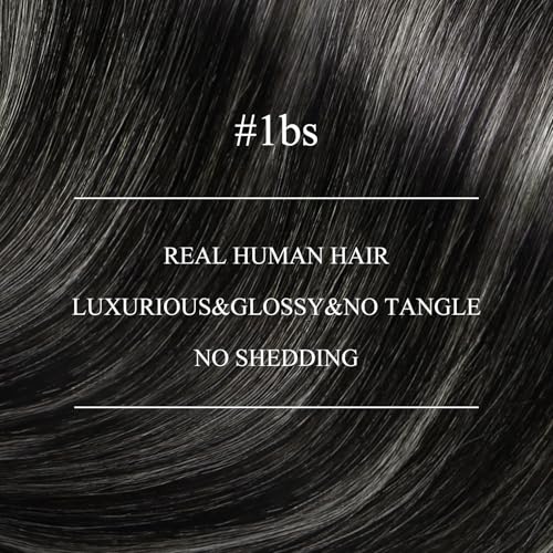 Image of YoungSee Nano Link Hair Extensions Human Hair Black Balayage Nanoring Hair Extensions Human Hair Ombre Black to Silver Nanobead Extension Silver Nano-Loop Remy Hair 1g /strands 50g 24 Inch