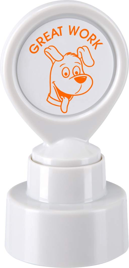 COLOP motivational stamp - Great Work - Orange ink, White, 22mm diamater