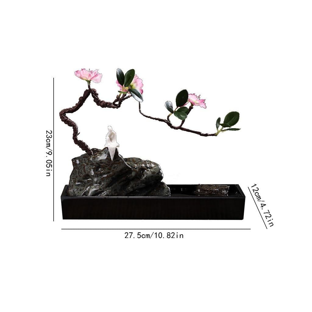 Fuente Decorativa de jardín, Fuente de Agua con Cascada, de cerámica, con Quemador de Incienso, Feng Shui Zen, decoración para salón, Dormitorio, Oficina