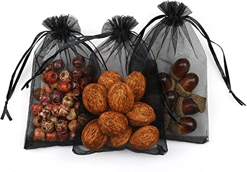 Anznku 50Pcs Black Organza Bags, Gift Bags Small Size, Sheer Organza Bags 5X7 Inch, Mesh Bags Candy Bags, Small Mesh Bags With Drawstring, Party Wedding Favor Bags #TOP2