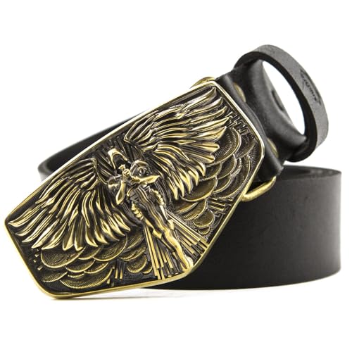 Leather belt with Archangel Michael belt buckle, Handmade Christian San Miguel belt buckle with leather belt for men and women2