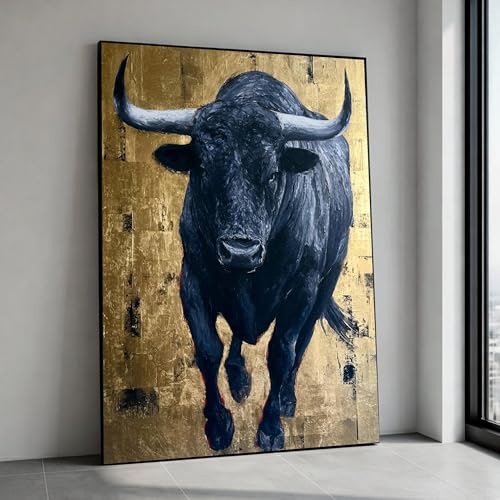 Impressions de taureaux majestueux sur toile pour salon rustique chic 30x40cm