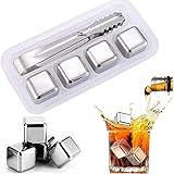 🍺Ideal Als Geschenk: whiskysteine im praktischen 4er set sind das must-have-zubehör für jeden whiskyliebhaber und freunde gekühlter getränke, ideal als stilsicheres geschenk zum geburtstag oder als gastgeschenke.