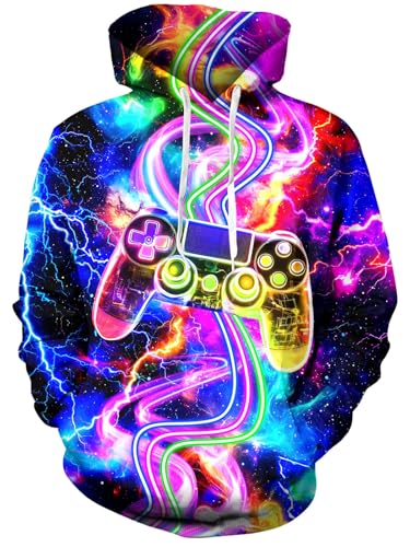 Fanient Herren Kapuzenpullover Hoodie Damen Fleece Pullover 3D Bunt Spiel Druck Sweatshirts Streetstyle Pullover mit Taschen S