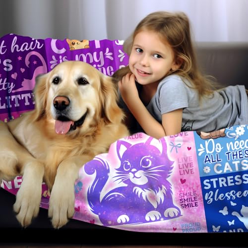 Antibroth Cobertor de gato, presentes de gatinho para meninas amantes de gatos, cobertor engraçado p