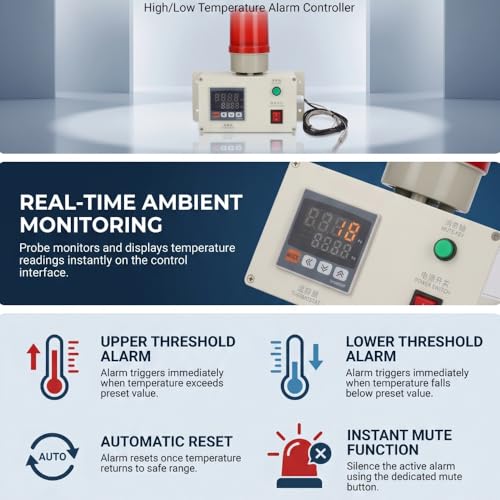 Temperatursensor-Alarm, Blinkender Ton, Thermostat-Warnregler AC, mit Digitalanzeige