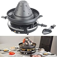 Rosenstein & Söhne Tartarenhut: Elektrischer 3in1-Tatarenhut- & Raclette-Grill mit Fondue-Rinne, für 6 (Tatarengrill, Husarenhut, Grillplatten)