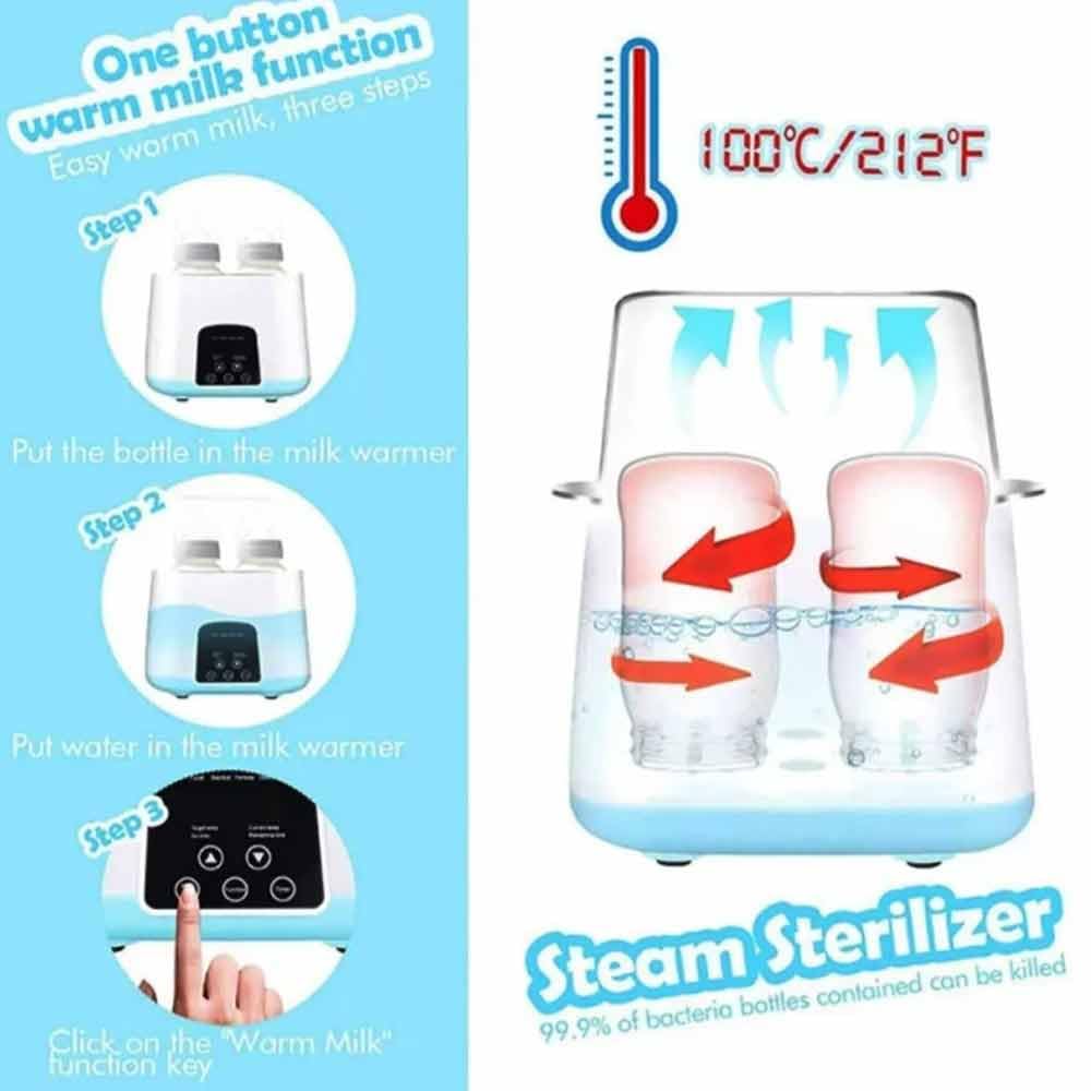 Calentador de biberones para niños, doble esterilizador con pantalla táctil y control remoto, multifuncional para calentar y descongelar, gran capacidad