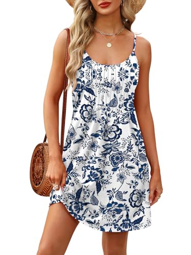 WEESO Womens Summer Dresses Sundresses Casual Spring Flowy Boho Mini Graduation Dress Cruise Beach Vacation Outfits Cute Resort Wear Western Fashion Clothes Cover Up 2026 Ethnic Floral L