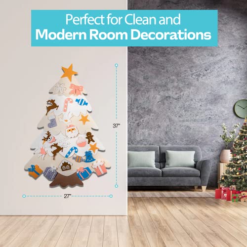 Diy White Felt Christmas Tree For Kids Wall Hanging Christmas Tree, Kids Christmas Tree, Montessori Christmas Tree For Toddlers, 3 Ft White Felt Tree For Kids To Decorate #TOP4