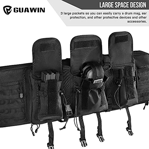 Guawin Rifle Case Classical Tactical Double Long Soft 36" 42" 46" Gun Case For Rifles And Pistols Storage And Transport- Lockable Compartment，Adjustable Shoulder Strap For Hunting Shooting Range #TOP3