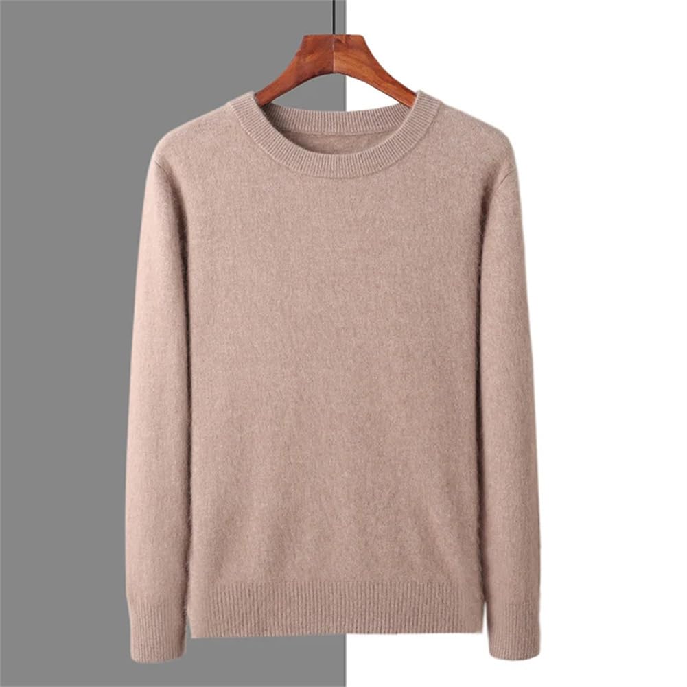Maglione da uomo in 100% cashmere di visone, maglione girocollo di grandi dimensioni, lavorato a maglia, maglione caldo