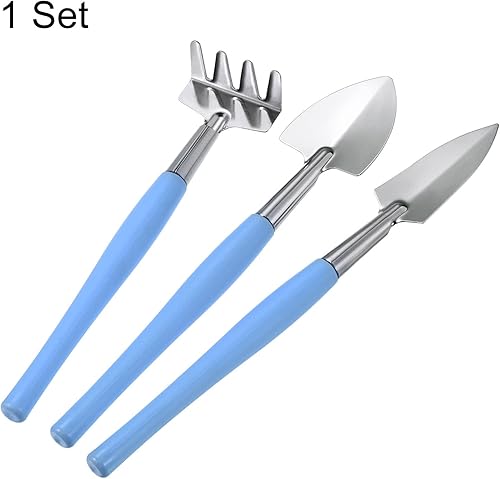Miniatura 9 de MECCANIXITY Gardening Tools - Juego de 3 rastrillos de pala de hierro para trasplante de plantas, kit de excavación para el cuidado de las plantas,