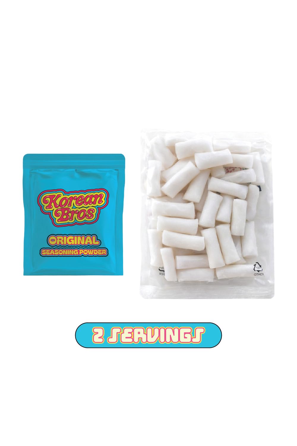 Korean Bros Original Tteokbokki (360g) – Spicy Rice Cakes, Korean Street-Style Snack or Meal, 2 Servings - (6 Pack)