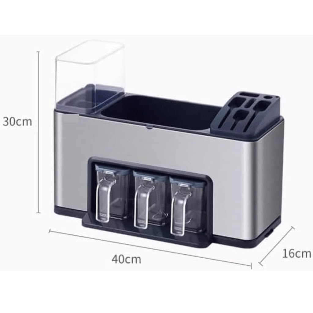 Support de rangement de cuisine, support à couteaux de ménage, pot d'assaisonnement multifonctionnel, support à bouteilles d'assaisonnement, baguettes en acier inoxydable