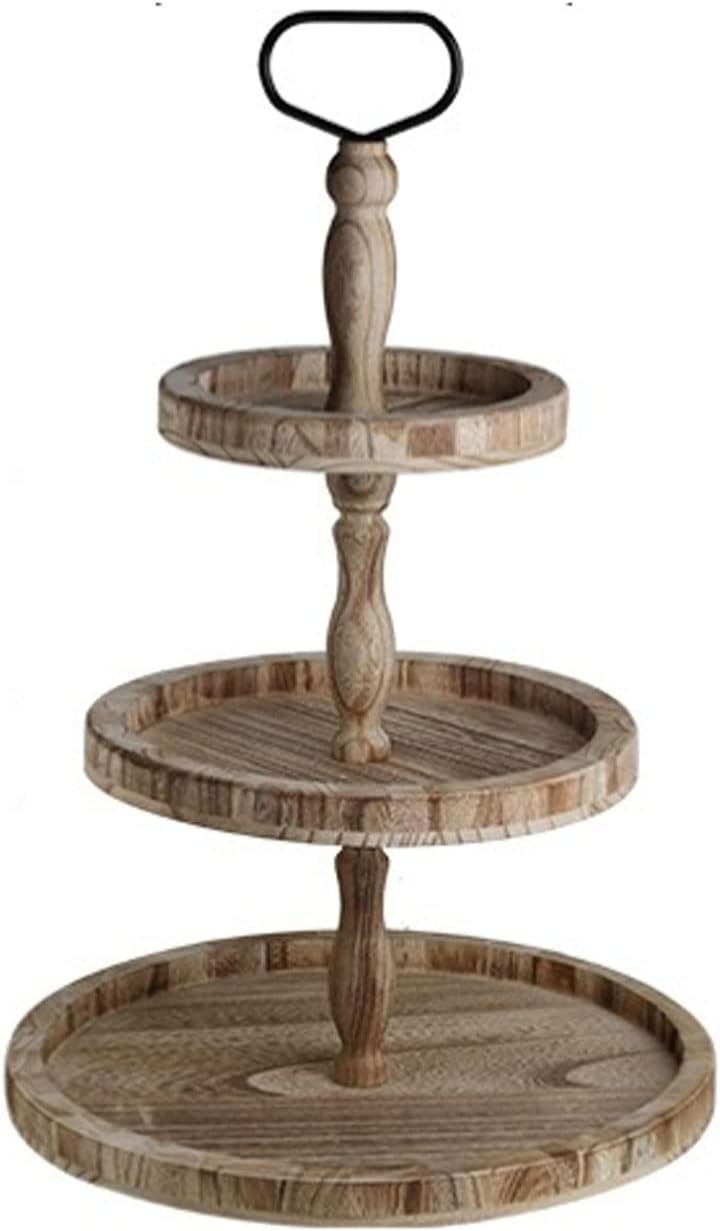 3 Tier Wooden Tiered Serving Tray Cupcake Tower Creative European-Style Dessert Cookie Candy Buffet Holder for Fruit Display Holder Platter(Light Color,3 Tier)