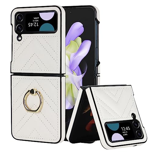 Protection Samsung Z Flip4 antichoc en cuir strass avec anneau de maintien