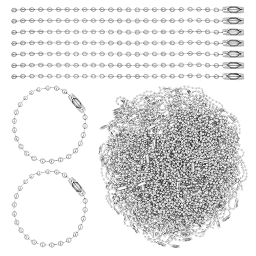 Yuomeaz 200 Pcs Ball Bead Keychain, 10 cm Ball Chains for Crafts, Stainless Steel Bead Chain with Connector for Hanging Ornaments, Tags
