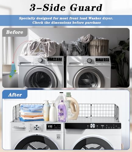 Magnetic Laundry Guard 49.5\" - Metal Laundry Guards for Washer and Dryer Countertop, Laundry Topper with Silicone Gap Covers, Washing Machine Dryer Countertop Guard for Laundry Organization Accessory - Thumbnail 4