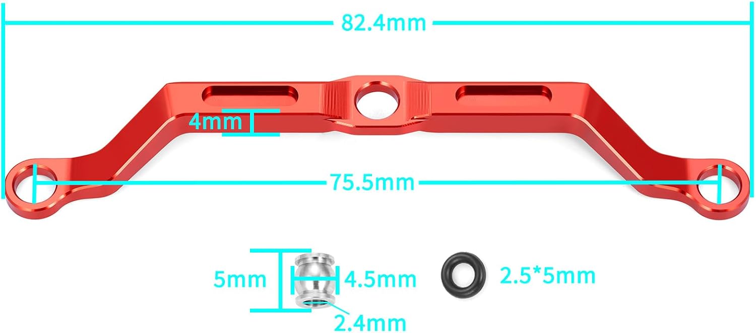 RC Metal Steering Linkage, High Clearance Links Steering Rod Tie Links Steering Links for 1/18 RC Crawler Tra-xxas TRX4M Upgrades Parts (Red)