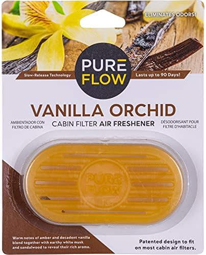 Pureflow Cabin Filter Air Freshener with Odor Eliminator – Fits on Most Car, Truck, and SUV Cabin Air Filters - Vanilla Orchid (1 Pack)