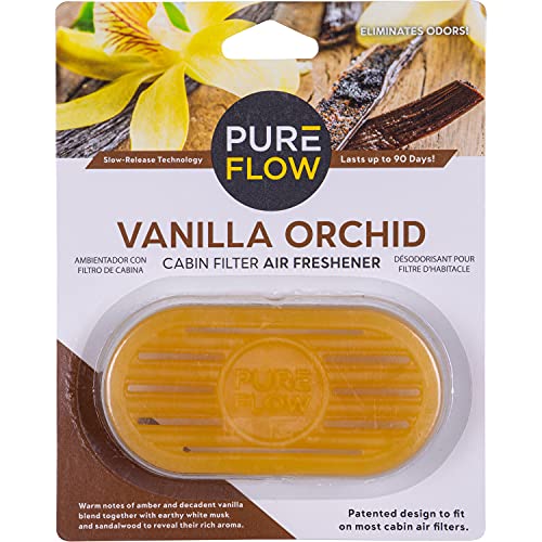 PUREFLOW Cabin Filter Air Freshener with Odor Eliminator Fits on Most Car Truck and SUV Cabin Air Filters - Vanilla Orchid (1 Pack)
