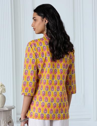 Image of Amazon Brand - Myx Women Cotton Printed A-line Short Kurti (Available in Plus Sizes)