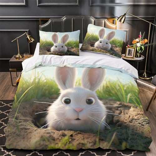 Housses De Couettes 3D Rabbit Super Douce Parure de Lit Microfibre 260x220 - 2