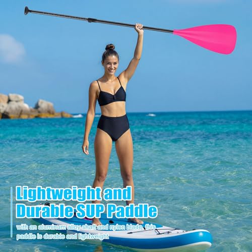 Image of Hollowfly 4 Set of 3 Pieces SUP Paddle Board Paddle Adjustable Paddleboard Lightweight Stand up Oar Aluminum Alloy Floating Replacement Oar Adjustable Aluminum Alloy Shaft for Surfing