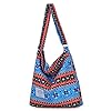 Covelin Women's Retro Large Size Canvas Shoulder Bag Hobo Crossbody Handbag Casual Tote Multicoloured-5