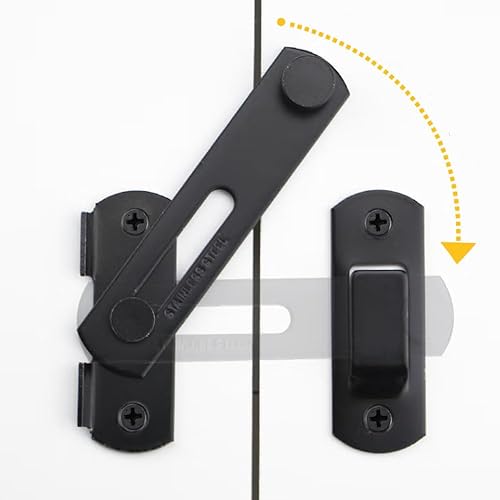 Miniatura 3 de Pestillo para puerta de granero, paquete de 4 pestillos para puerta, pequeños, negros, deslizantes, puertas deslizantes, para gabinete de vino,