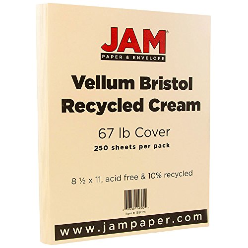 JAM PAPER Vellum Bristol cartolina de 30 kg - capa de 21 x 28 cm - 147 g/m² - creme - 250 folhas/res