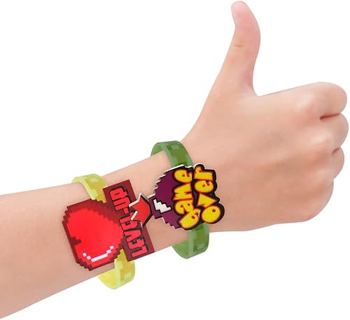 Miniatura 5 de ArtCreativity Pulseras de goma Power Up para niños, juego de 12, coloridas pulseras de goma elásticas con iconos clásicos de videojuegos, divertidos