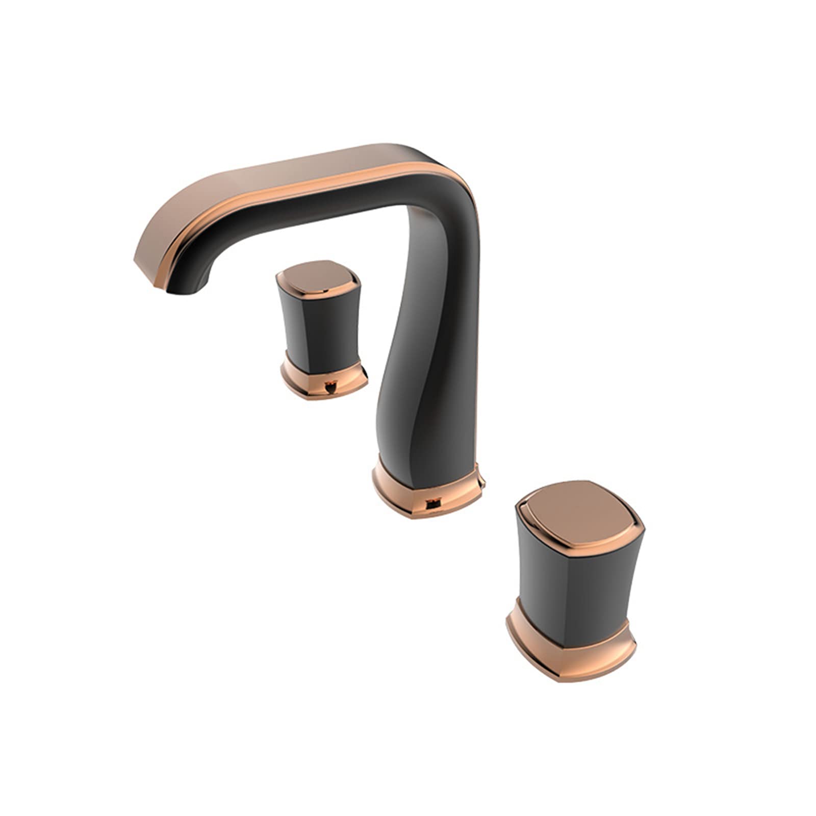 VDOQTLJT Bathroom Faucet Brass Sink 2 Handle Basin Mixer Tap 3 Holes Hot and Cold Water Lavatory Aerator ORB(Rose Gold+Black)