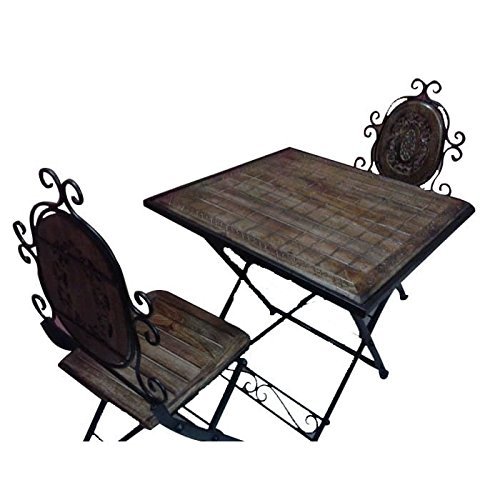 Crafts A to Z Wooden & Iron Dining Table & Chair Table Size 30 x 30 x
