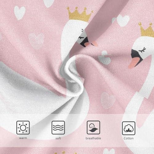 Wusikd Cute Swans Crowns Girls' Underwear Cotton Hearts Pink Girls Briefs Soft Toddler Underwear 2T3