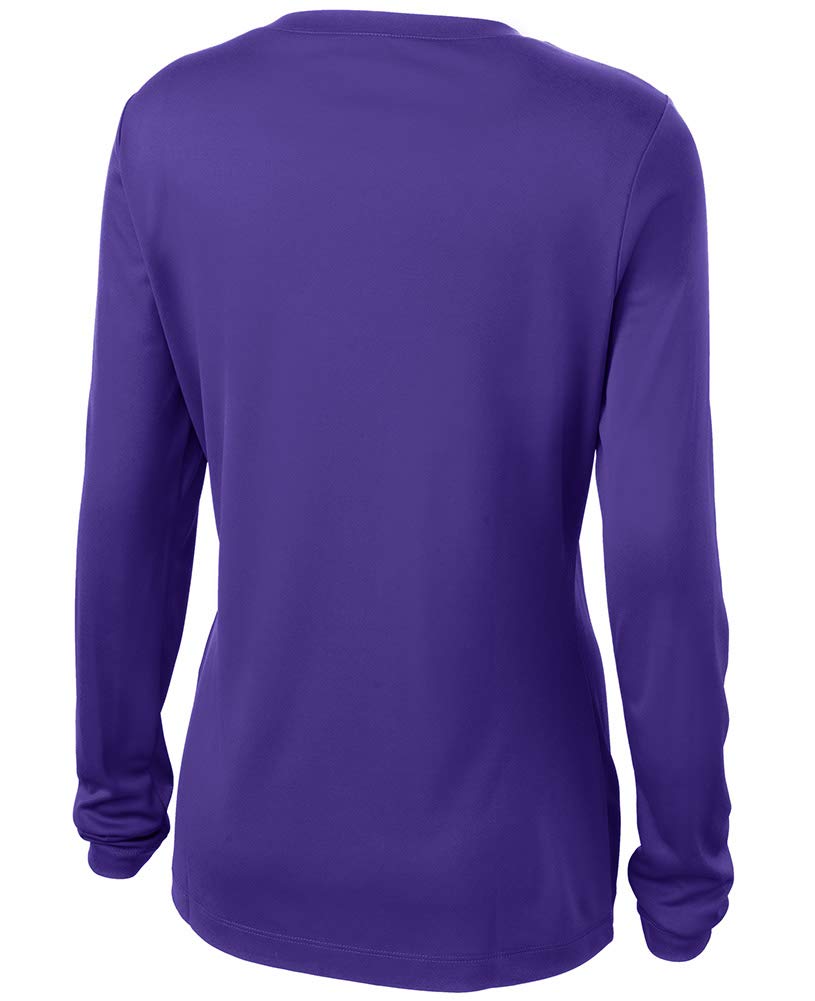 Joe's USA Ladies Long Sleeve Moisture Wicking Athletic Shirt-2XL-Purple