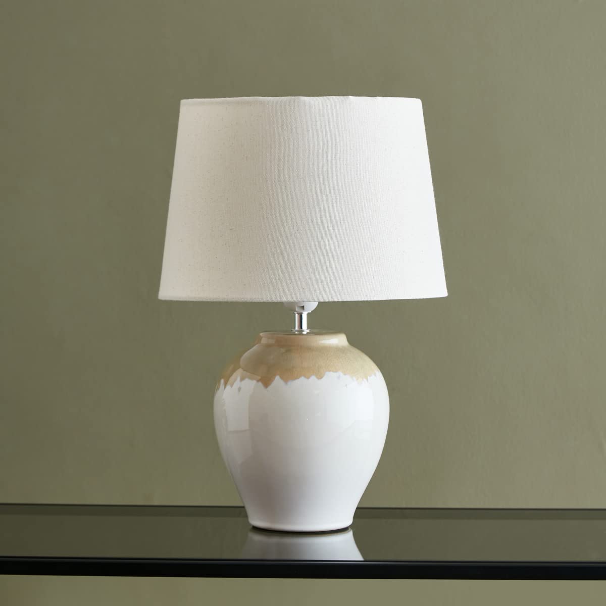 Home BoxZenia Ceramic Table Lamp 30 x 45 x 30 cm White/Beige