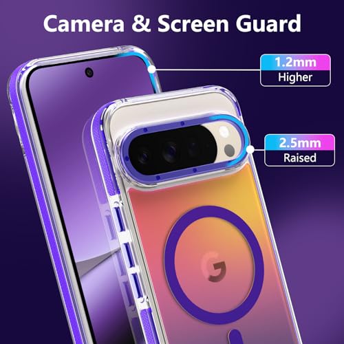 Image of Magnetic Case for Google Pixel 10 Pro XL [Compatible with Magsafe] [Cute Fashion Fluorescent Design] Shockproof Slim Translucent Matte Case for Pixel 10 Pro XL 6.8 inch, Purple