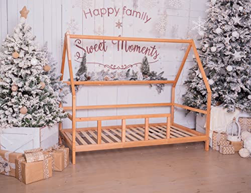 Busywood Twin Bed Kids - Toddler Bed Frame - Montessori Bed - Wooden Bed Natural Color - House Bed For Kids Montessori Room (Model 1, Natural Tree, Size 75X38 In, With Legs & Slats) #TOP8