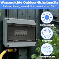 Sicherungskasten Aufputz, 1-reihig 12 Module Robuster IP65 Verteilerkasten Aufputz, Unterverteilung Aufputz mit Messingklemmen für Garten, Außenbereiche, Ladesäulen und Villen (12 Module) – Ansicht 4