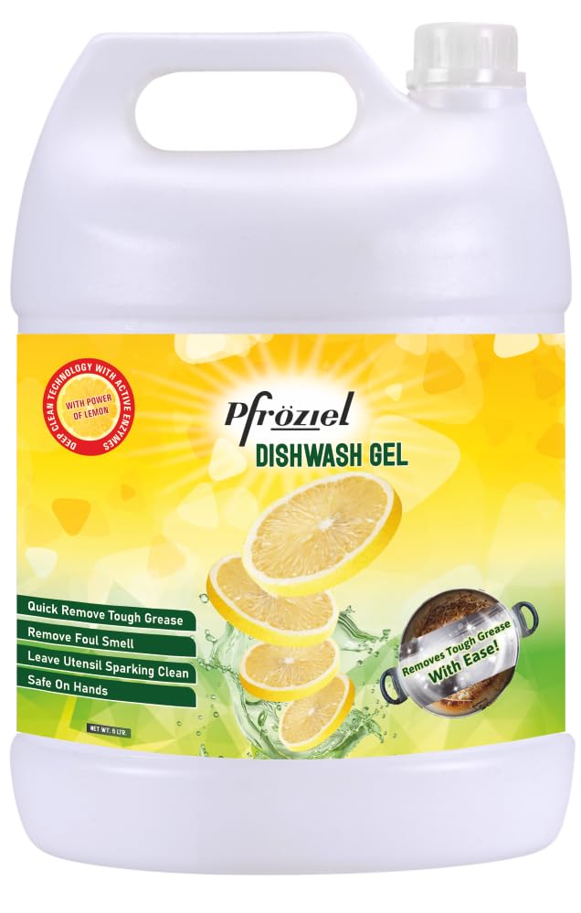 Pfroziel Dishwash Liquid gel Lemon 5 liter I Remove grease, oil & odor. Leaves no Residue.-image-16