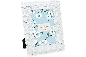 Adorably Chic: Laura Ashley 4x6 White Flower Picture Frame for Delightful Displays