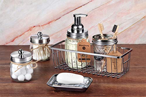 image for SheeChung Mason Jar Bathroom Accessories Set(6PCS) - Foaming Soap Disp