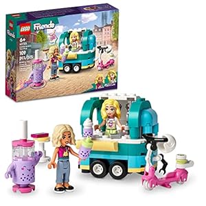 LEGO Friends Mobile Bubble Tea Shop Toy Building Set 41733, Fun Pretend Play Toy Vehicle Set with Toy Scooter, Mobile Cart, Cash Register, Play Store Gift Idea for Girls Kids Boys Ages 6+ Years Old