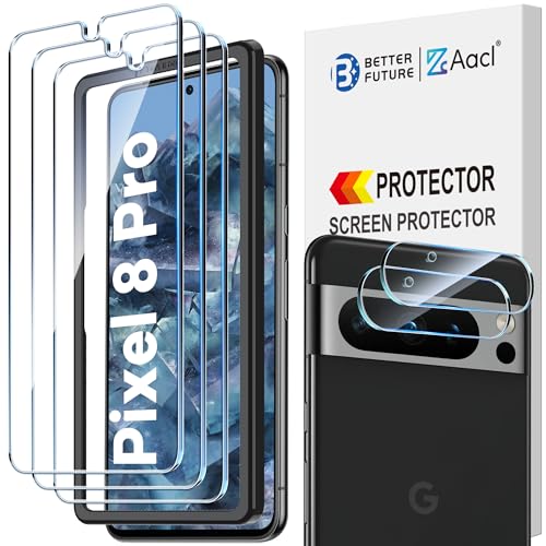AACL Pixel 8 Pro Screen Protector Tempered Glass with Camera Lens Protector for Google Pixel 8 Pro Screen Protector6.7 Inch [Fingerprint Unlock][Anti-Scratch] [9H] [3 +2 Pack ]