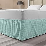 Ambesonne Chevron Bedskirt, Pastel Green Tones Zigzags Pattern Continuous Art Illustration, Bedroom Decor Wrap Around Elastic Bed Skirt Gathered Design, Queen, Seafoam Mint