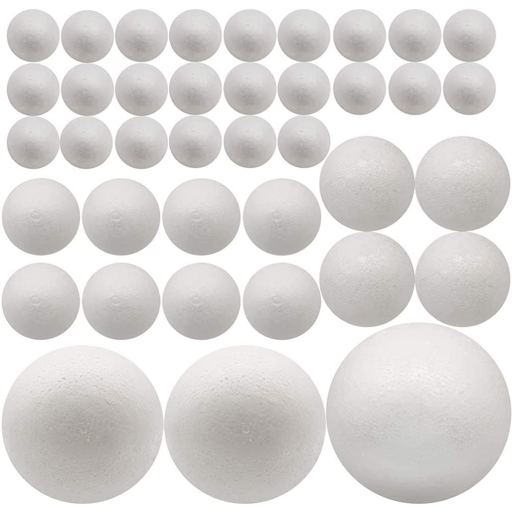 Sosoport 100Pcs White Foam Balls Modeling Polystyrene Styrofoam Balls Round Spheres Balls DIY Wedding School Projects Supplies (White)