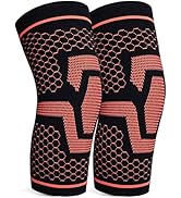 KUBAO 2 Pack Compression Knee Brace for Working Out, Running, Gym, Fitness, Weightlifting High St...